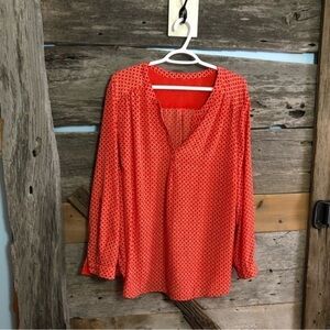 ORANGE and White Patterned Blouse Size XL